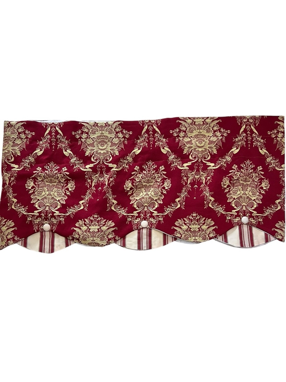 Waverly Chatham Rose Momento Valance Merlot Gold Stripe 17” By 76”